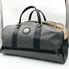 Burberry バーバリー ボストンバッグ ノバチェック 黒 レザー 旅行鞄