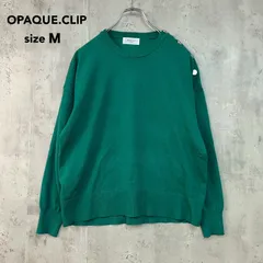 OPAQUE.CLIP オペークドットクリップ グリーン 肩ボタンニット プルオーバー クルーネック セーター トップス ドロップショルダー ゆるだぼ オーバーサイズ ゴールドボタン 金ボタン 無地 Mサイズ  ★ ■◇