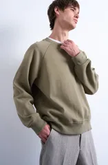 トップマン メンズ アウター パーカー・スウェット シャツ Topman Boxy Raglan Sleeve Sweatshirt Light Khaki カーキのサムネイル