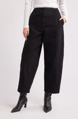 トップショップ レディース ボトムス レギンス パンツ コットン Topshop Balloon Cotton Twill Pants Black ブラックのサムネイル