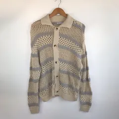 ZARA メッシュ編みニットカーディガン メンズ ベージュ×グレー 3342202603290016
