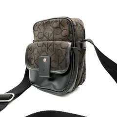 カルバンクライン ck ショルダーバッグ キャンバス レザー 総柄 黒 茶