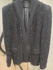 デコ ブラック ツイード ジャケット