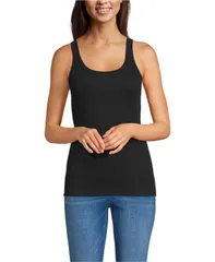 【送料無料】 ランズエンド レディース タンクトップ トップス Womens Micro Rib GoTo Layering Tank Top Black