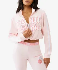 【送料無料】 トゥルーレリジョン レディース シャツ トップス Womens Cropped Velour Track Zip Up Top Marys Roseのサムネイル
