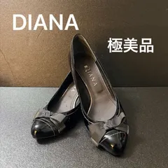DIANA ダイアナ パンプス  23cm ブラック エナメル ハイヒール オープントゥ リボン レディース 靴 シンプル 仕事