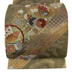 袋帯 秀品 関西仕立て 蝶 華文 金糸 唐織 金色 六通 正絹 【中古】