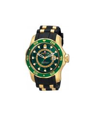 [Free Shipping] Invicta Men's Watch Accessory Mens 6994 Pro Diver Quartz GMT Gold Green Dial Watch Black