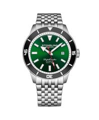 [Free Shipping] Stuhrling Men's Watch Accessory Depthmaster 40861 Men's Automatic Watch 42mm Stainless Steel Black Dial Green