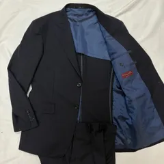 ロロピアーナ スーツ セットアップ ネイビー 紺 ストライプ ウール W84 美品