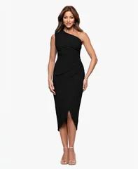 【送料無料】 エスケープ レディース ワンピース トップス Womens OneShoulder Ruched Midi Dress Black