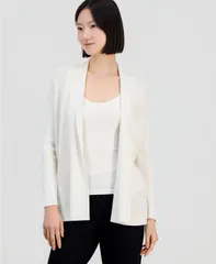 【送料無料】 アンクライン レディース ニット・セーター アウター Womens LongSleeve OpenFront Cardigan White Dove