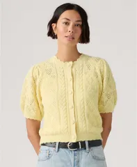 【送料無料】 リーバイス レディース ニット・セーター アウター Womens Pauline Pointelle ShortSleeve Cardigan French Vanillaのサムネイル