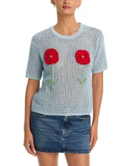 アクア レディース トップス シャツ ニット AQUA Knit Crochetrim Tops Exclusive Blue ブルー