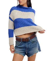 フリーピープル レディース アウター ニット・セーター Free People Opal Sweater Cobalt Combo コバルト