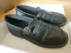 メリージェーン ブラック バックル ストラップ ローファー シューズ
