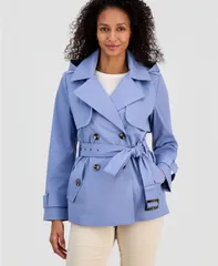 【送料無料】 ロンドンフォグ レディース ジャケット・ブルゾン アウター Womens Short DoubleBreasted Belted Trench Coat WASHED DENIMのサムネイル