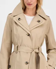 【送料無料】 ロンドンフォグ レディース ジャケット・ブルゾン アウター Womens SingleBreasted Hooded Belted Trench Coat STONEのサムネイル
