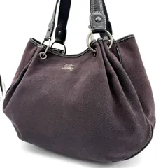 バーバリーブルーレーベル BURBERRY トートバッグ 黒 キャンバス レザー カバン