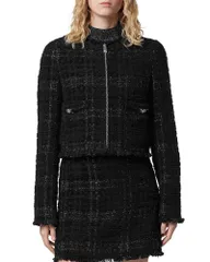 ヴェルサーチ レディース アウター ジャケット・ブルゾン ツイード コットン Versace Tonal Cotton Mix Tweed Jacket Black ブラックのサムネイル