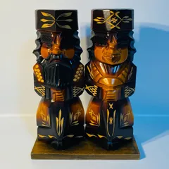 アイヌ木彫り ニポポ人形 2体セット 彫刻 工芸品 民芸品 インテリア 雑貨 送料込み フォロー割 クーポンご利用可能 お値引き交渉可能 一点限り