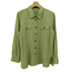 レリアン 長袖シャツ ウール100% ブランド トップス レディース 11サイズ イエロー×グリーン Leilian 【中古】