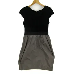 セオリー ワンピース 半袖 ストレッチ ブランド トップス 日本製 黒 レディース 2サイズ ブラック×グレー theory 【中古】