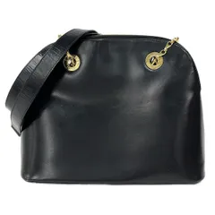 CELINE(セリーヌ) ショルダーバッグ - 黒×ゴールド チェーンショルダー レザー