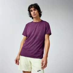 ブルックス メンズ トップス シャツ Brooks Mens Luxe Short Sleeve Shirt Htr Burgundy Blaze バーガンディのサムネイル