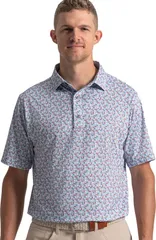 フットジョイ メンズ トップス ポロシャツ プリント FootJoy Mensurfs Uprint Golf Performance Golf Polo WhiteChambrayNantucketのサムネイル