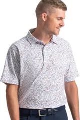 フットジョイ メンズ トップス ポロシャツ フラワー柄 プリント フラワー FootJoy Mens Watercolor Floral Print Performance Golf Polo Whiのサムネイル
