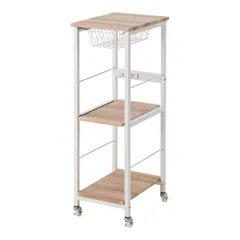T0-VKWS88VNA スリム キッチンワゴン ヴィンテージ調 30×40×89.5㎝ ヴィンテージナチュラル 【収納ラック・棚・キャスター付き・コンセント付き】 武田コーポレーション