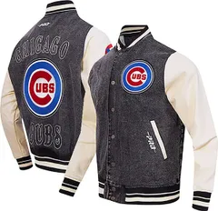 プロスタンダード メンズ アウター ジャケット・ブルゾン デニム Pro Standard Mens Chicago Cubs Black Denim Varsity Jacket NoColor ブラック