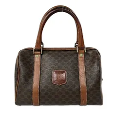 CELINE(セリーヌ) ハンドバッグ マカダム柄 ダークブラウン×ベージュ ミニボストン レザー