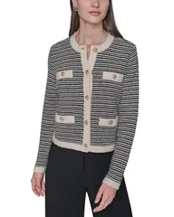 カール ラガーフェルド レディース アウター カーディガン KARLAGERFELD Short Pocket Cardigan Birch Black ブラックのサムネイル