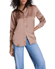 スパンク レディース トップス シャツ ボタンダウン シルク ダウン SPANX Better Than Silk Button Down Shirt Cafe Au Laitのサムネイル