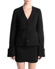 ヴィンス レディース アウター カーディガン Vince Cuffed Sleeve Cardigan Black ブラックのサムネイル