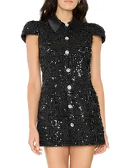 ライクリー レディース トップス ワンピース ミニ ツイード スパンコール LIKELY Estella Sequined Tweed Mini Dress Black ブラック