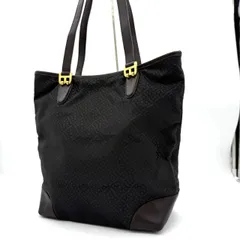 BALLY バリー トートバッグ Bロゴ 総柄 ナイロン レザー 茶 黒 肩掛け カバン