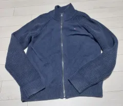 トミーヒルフィガー ネイビ 男子児童 ジップアップニット 152