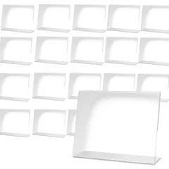 Crystal craft ポップ スタンド POP L字 卓上 ネーム プレート プライス カード 立て 6×4cm 20枚 セット 横置き型 [横型]
