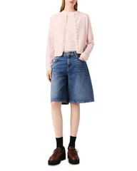 マージュ レディース アウター カーディガン ウール Maje Wool Cardigan with Rhinestones Pink ピンクのサムネイル