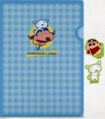 [중고] 상품 세트 노하라 신노스케 & 시로 클리어 파일 & 스티커 [이치반 쿠지 크레용 신짱~애니메이션 씬 셀렉션이다 조~] I상