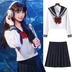 新品 [NOKIJP] セーラー服 本格制服 リボン白三本Ver.特集 jk コスプレ 半袖 長袖 大人 女子高生 制服 ランキング セーラー 服 コスチューム レディース 女装 ハロウィン 紺 黒 白 緑 人気 セーラー服 コスプレ