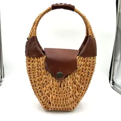 【美品】ラルフローレン かごバッグ ラフィア レザー トート  茶 ブラウン