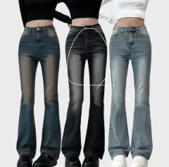 ブラックデニム ブーツカット ズボン