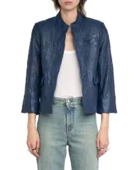 ザディグ エ ヴォルテール レディース アウター ジャケット・ブルゾン レザー Zadig Voltaire Veryn Cuir Froisse Leather Jacket Blueberryのサムネイル
