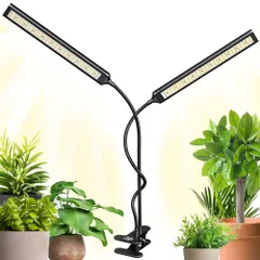 【公式】BRIM(ブリム) FLORA 植物育成ライト LED 【国内ブランド】調光 タイマー クリップ式 フルスペクトル 19W 3000K (2ヘッド, BK 暖色系)pms 9117387a