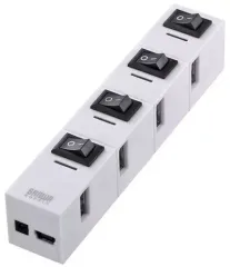 【中古】PCハード サンワサプライ 個別スイッチ付き4ポートUSB2.0節電ハブ(磁石付・ホワイト)[USB-HSM410W]