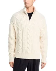 フレーム メンズ アウター ニット・セーター ハーフジップ ウール FRAME Wool Cashmere Chunky Cable Knit Half Zip Sweater Cream クリーム